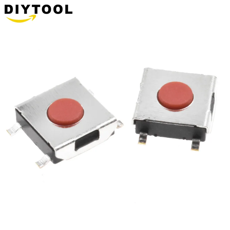 

100PCS/LOT 6*6*2.5 SMD Momentary Tact Tactile Push Button Switch 4pins Waterproof Copper red head 6x6x2.5 LCD Monitor Switch