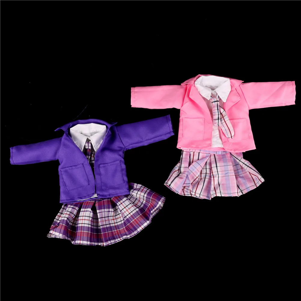

School Clothes White Shirt Strap Dress Set For 18" 45Cm Doll Suit Set For 43Cm New Born Baby Dolls Suit girl Doll