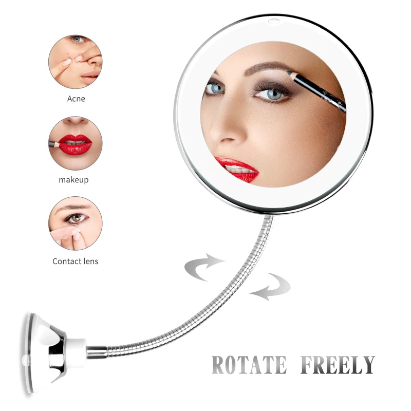 

LED Mirror Makeup Mirror with LED Light Vanity Mirror 10X Magnifying Miroir LED Miroir Grossissant Magnifying with LED Light
