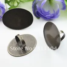 30x40 мм Античная Бронза Медь пустой овал Pad Cap базы регулируемый перстни настройки для DIY Кабины ювелирные изделия выводы