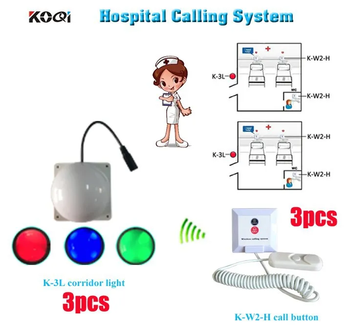 Беспроволочная система вызова кнопка вызова для пациента в серповидной комнате и комнате свет для медсестры снаружи для кафе/больницы аварийного