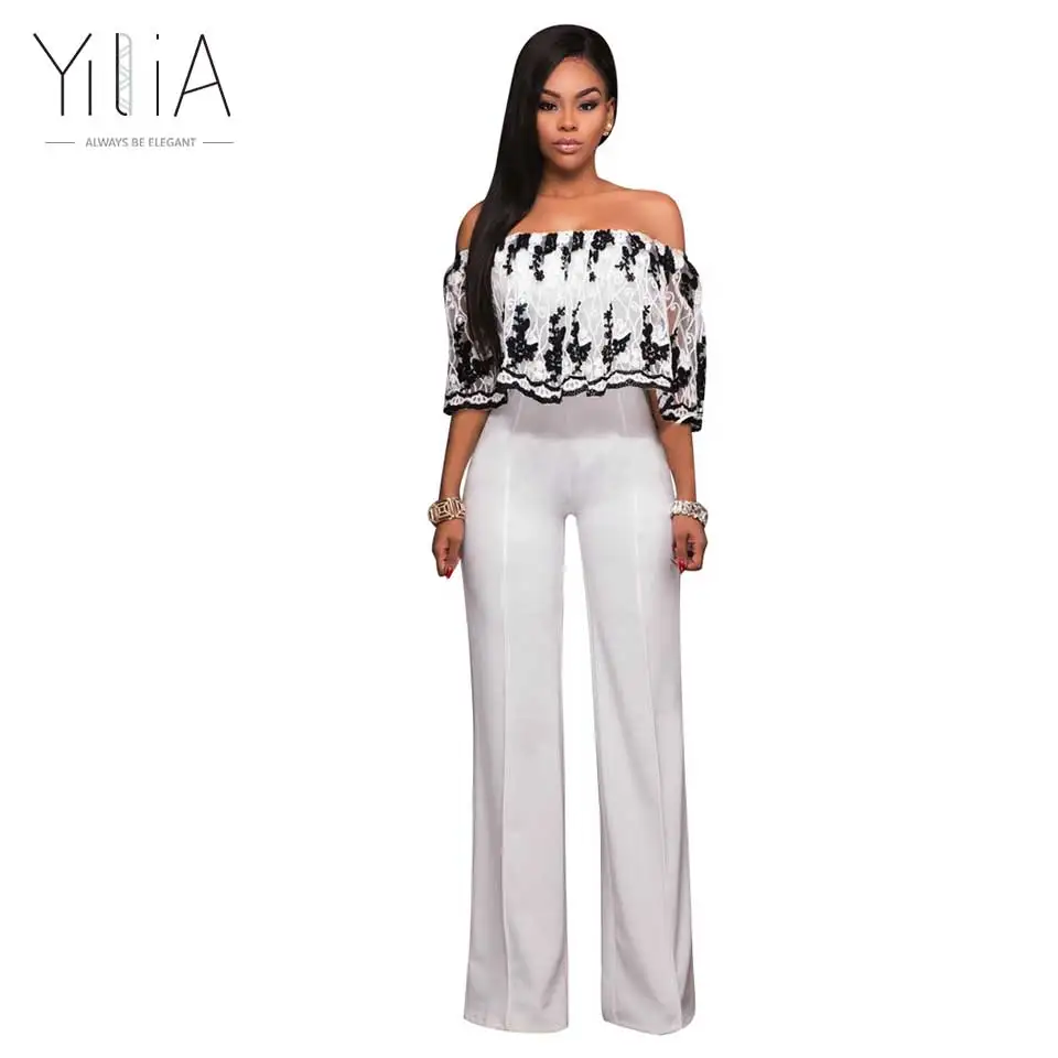 Yilia Flower Print Sexy Jumpsuits Women Long Pants Rompers Boho Womens