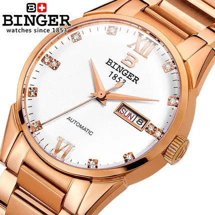 New 2016 Binger Geneva Watch Full Steel watches men luxury brand Binger Rhinestone watch Casual Analog