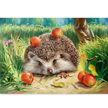 

KISSMYTWINS Hedgehog Digital Oil Painting DIY Oil Painting By Numbers Kits Frame