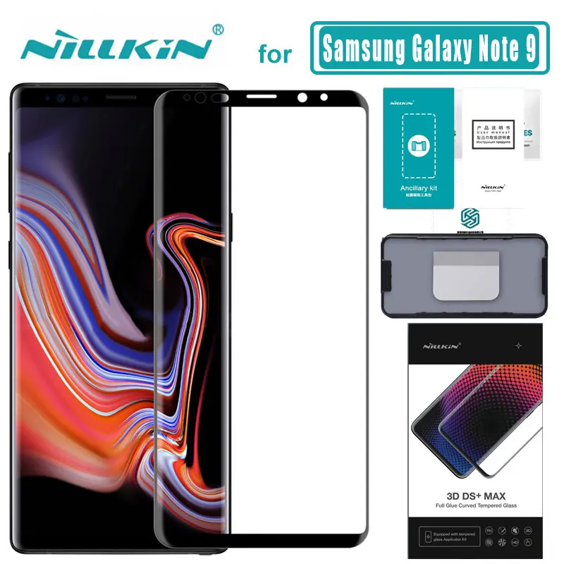 

Note 9 3D DS+ Max Full Cover for Samsung Galaxy Note 9 Glass Tempered Glass Screen Protector Round Edge Nilkin HD Glass Film