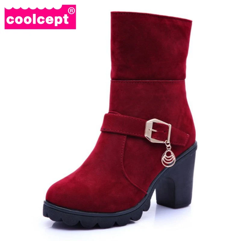 Coolcept New Autumn Winter Women Boots High Quality Solid Lace-Up European Ladies Shoes Woman Fashion Size 35-40 | Обувь