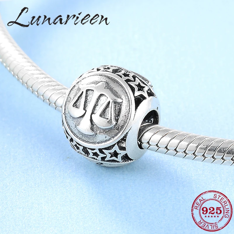 

925 Sterling Silver Fashion 12 constellation Libra DIY beads Fit Original Pandora Charm Bracelet Jewelry making