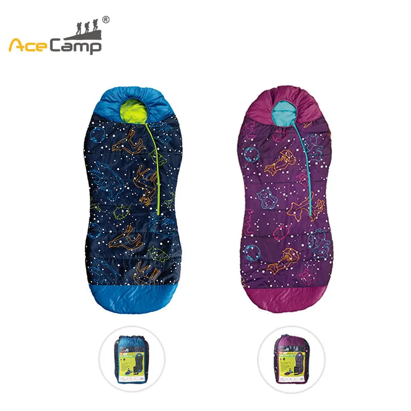 AceCamp Portable Folding Kids Sleeping Bag Mummy Style Temperature 30F /-1C Starry Sky Seal Luminous Warm Sleeping Bag