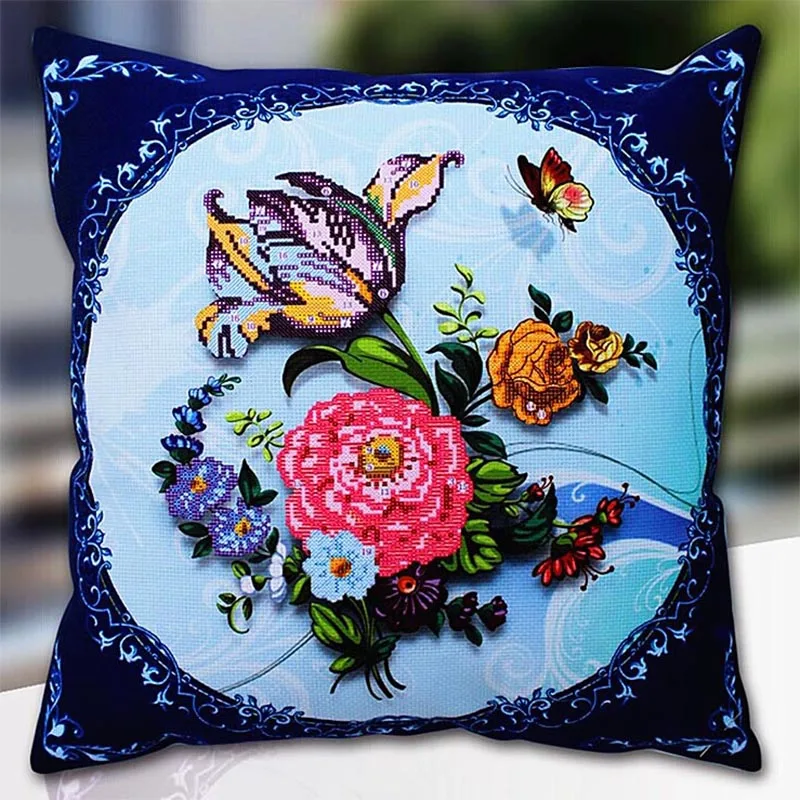 Skup Poduszka haft krzyżykowy zestaw do haftu zestawy do robótek ręcznych counted Diy drukowane haft krzyżykowy zestawy poduszek wzory obrazy akcesoria