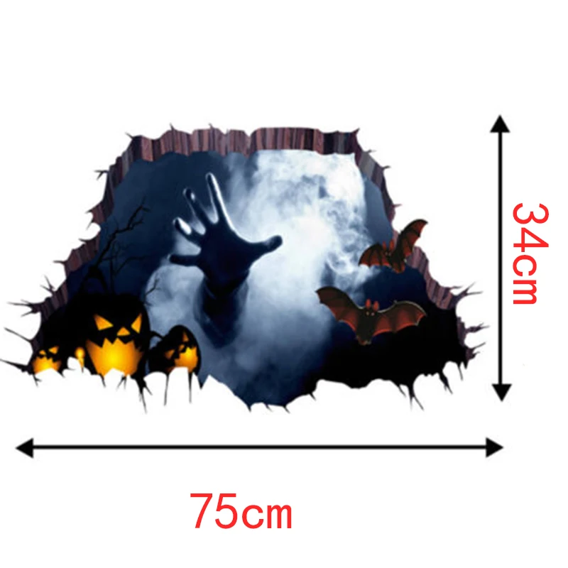2018 New 3D Vision Broken Floor Wall Sticker Halloween Horror Decal Room Decor 2 Styles