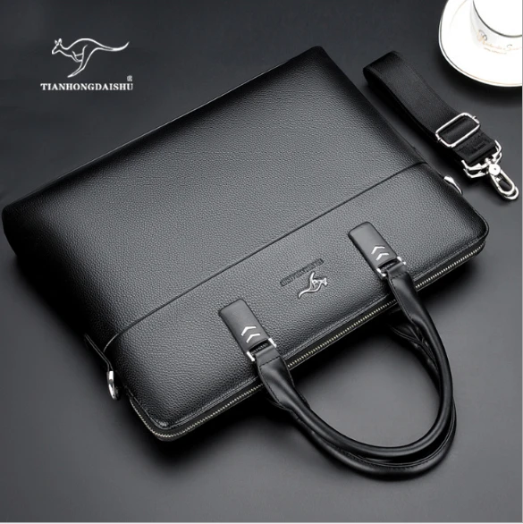 TIANHONGDAISHU Men Casual Briefcase Business Shoulder Leather Messenger Bags Computer Laptop Handbag Men's Travel Bags handbags