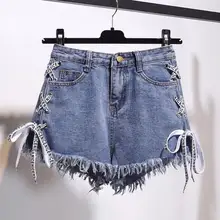Летние новые женские Сексуальные облегающие джинсовые шорты с высокой талией, рваные короткие джинсы, мини шорты белого, синего, черного цвета, S-3XL, 4XL, 5XL, 6XL