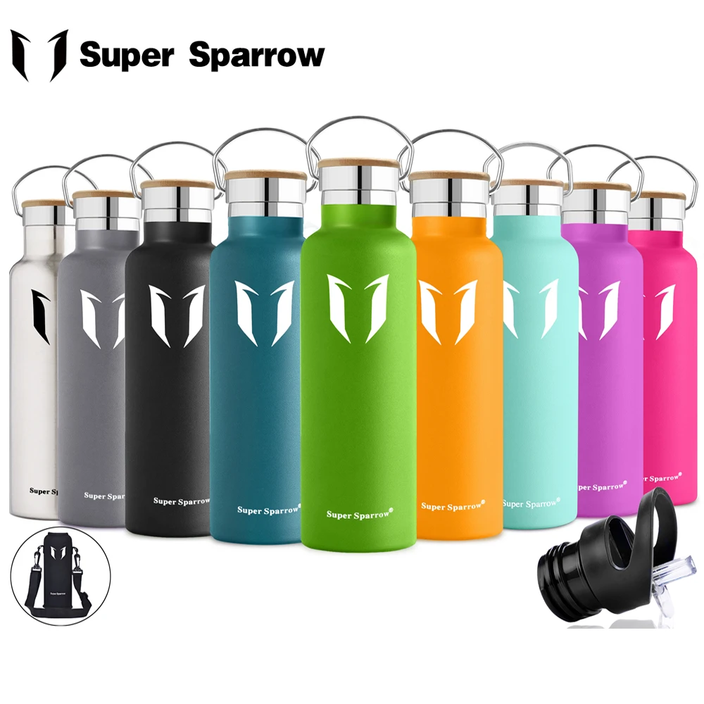 Super sparrow stainless steel water bottle vacuum wide mouth thermos