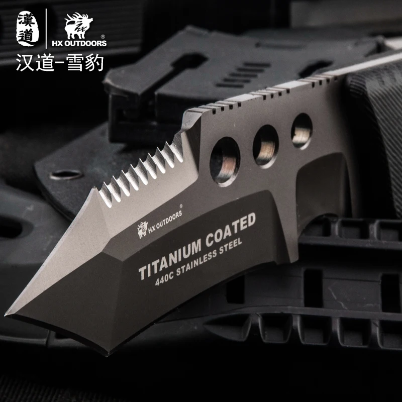 HX OUTDOORS 440C Knife Survival Hunting Knife Camping Tools stainless knife Training Knife titanium cool steel defense
