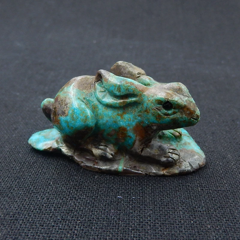 

Handmade Carved Turquoise rabbit Cabochon, Animal Gemstone Decoration,50x22x25mm,26g