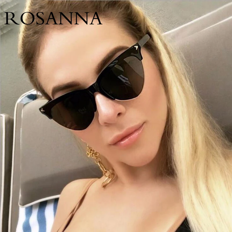 

ROSANNA Sexy Cat Eye Sunglasses Women Small Retro Cateye Pink RED Sun Glasses Lady 90s Vintage Eyewear Shades UV400 Goggles R801