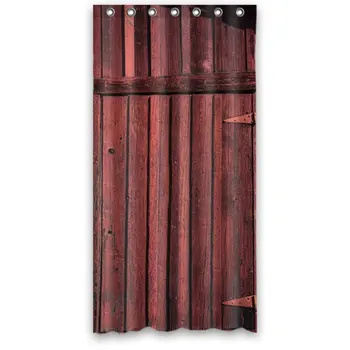 

Custom Old Red Barn Door Waterproof Polyester Fabric Bathroom Shower Curtain