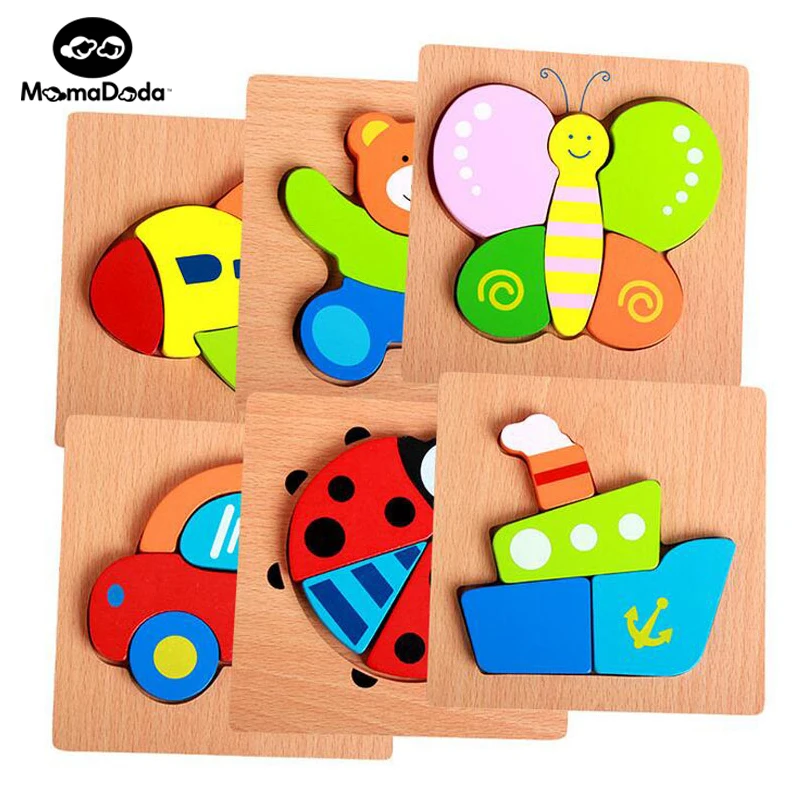 

Wood 3D Puzzle Cartoon Jigsaw Board Kit Kids Wooden Montessori Math Educational Toys For Children Tangram Teaching Aids Toy