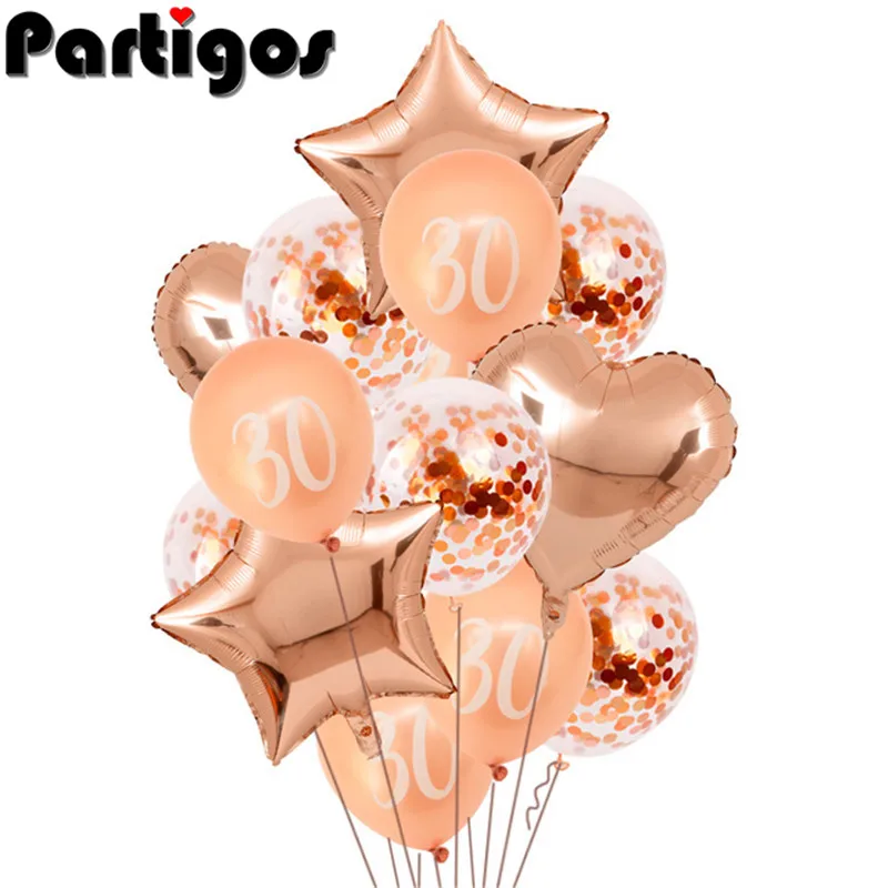 Розовые золотые воздушные шары с цифрами на день рождения, 18, 20, 21, 30, 40, 50, воздушные шары на день рождения, украшения для вечеринки, принт с цифрами, globos