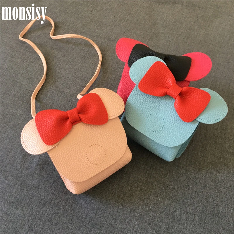 

Monsisy Girl Coin Purse Children Wallet Kid Small Change Purse Money Bag Toddler Coin Box Pouch Mouse Head Bow Baby Mini Handbag