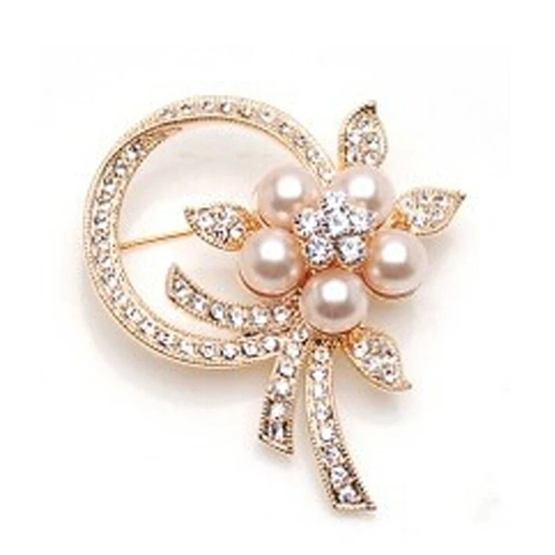 Free Shipping Women Pearl Flowers Brooches broches mujer RHao Delicate