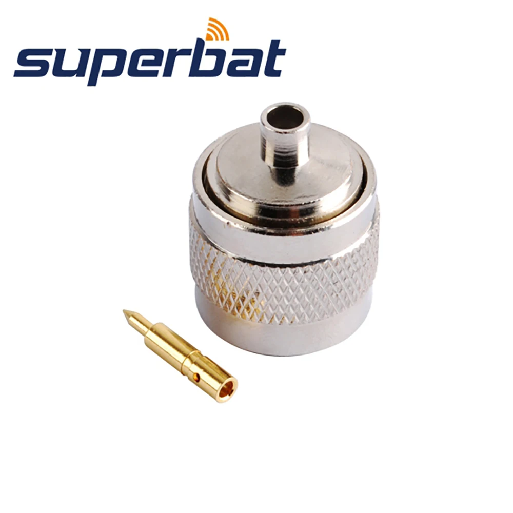 Superbat 10pcs N-Type Solder Male RF Coaxial Connectors for Semi-Rigid RG402 Cable 0.141" Diameter Pack of 10
