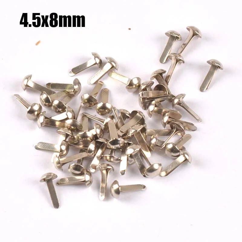 100pcs Mixed Round Metal Brad Studs Spikes Scrapbooking Embellishment Fastener Brads Crafts Pushpin Decoration 5x10mm