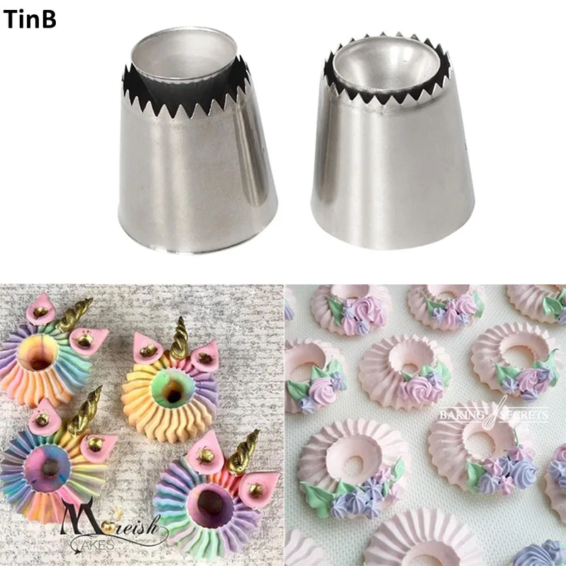 

New 2pcs/lot Sulta Ne Ring Cookies Mold Icing Piping Nozzles Stainless Steel Russian Cake Pastry Tips Dessert Decorators