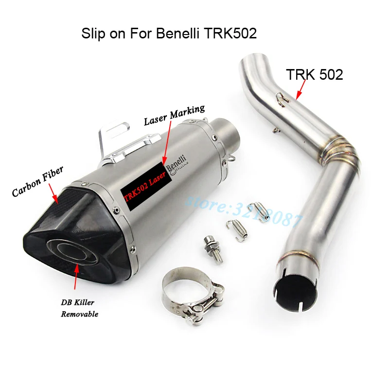

Motorcycle Full System Exhaust with Laser Marking Motorbike For Benelli Carbon Fiber Muffler Slip On For Benelli TRK502
