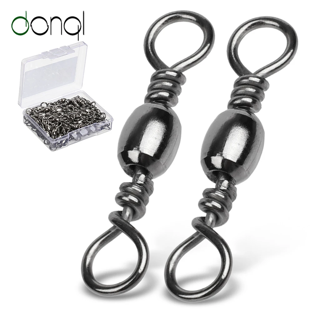 DONQL 50100pcs Fishing Swivel Barrel Rolling Connector 1#-14# Fishing Hooks Bearing Swivel Connector Fishing Accessories        (2)