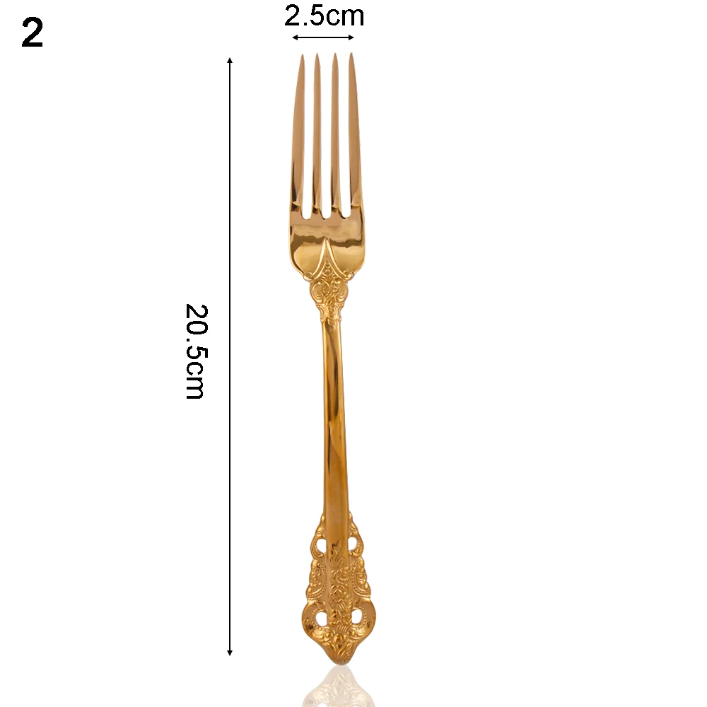 1 шт. Ретро Винтажные западные столовые приборы, столовые ножи, вилка, ложка, тарелка, Золотая посуда, Выгравированная, Роскошная Посуда - Цвет: 2