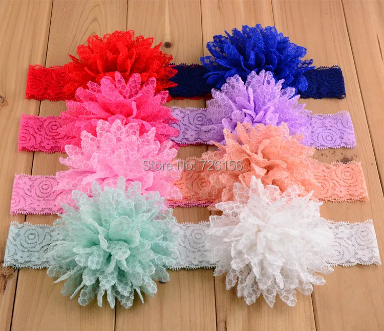 

120pcs/lot Baby Wide Lace headband with lace flower