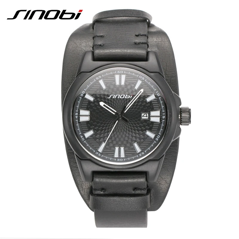 

SINOBI Casual Top Quality Leather Band Watches Men Hiking Vogue 2019 New Arrival Watch The Men Travel Waterproof Relojes Hombre