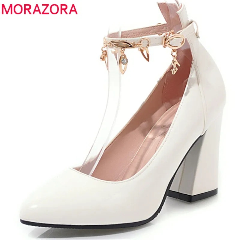

MORAZORA 2018 new arrival women pumps spring summer fashion shoes pointed toe simple buckle lady shoes high heels shoes woman