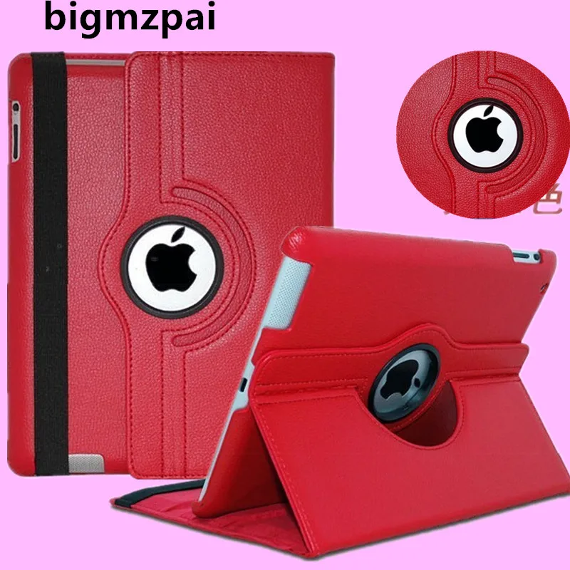 

Free shipping Pu Leather 360 Rotating Protector cover Smart Stand case cover For APPLE iPad 2 ipad 3 ipad 4 Tablet Case+pen+Film