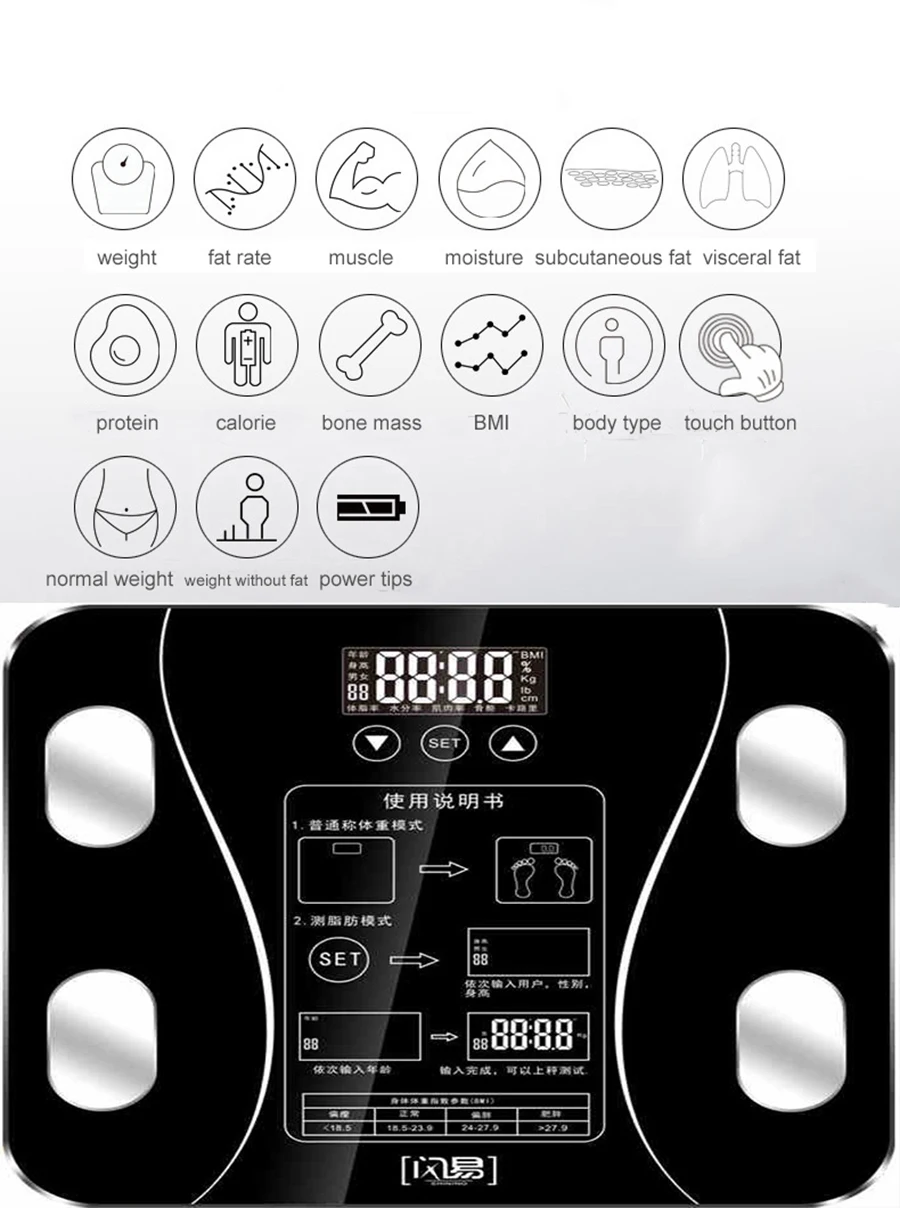 Электронные умные весы для взвешивания с индексом тела 15 в ванной, весы для жиров b mi, цифровые весы с человеческим весом mi, напольные весы с ЖК-дисплеем
