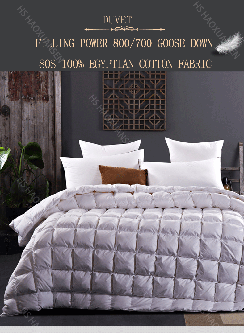 Hs Filling Power 800 High Density Luxury 100 Egyptian Cotton