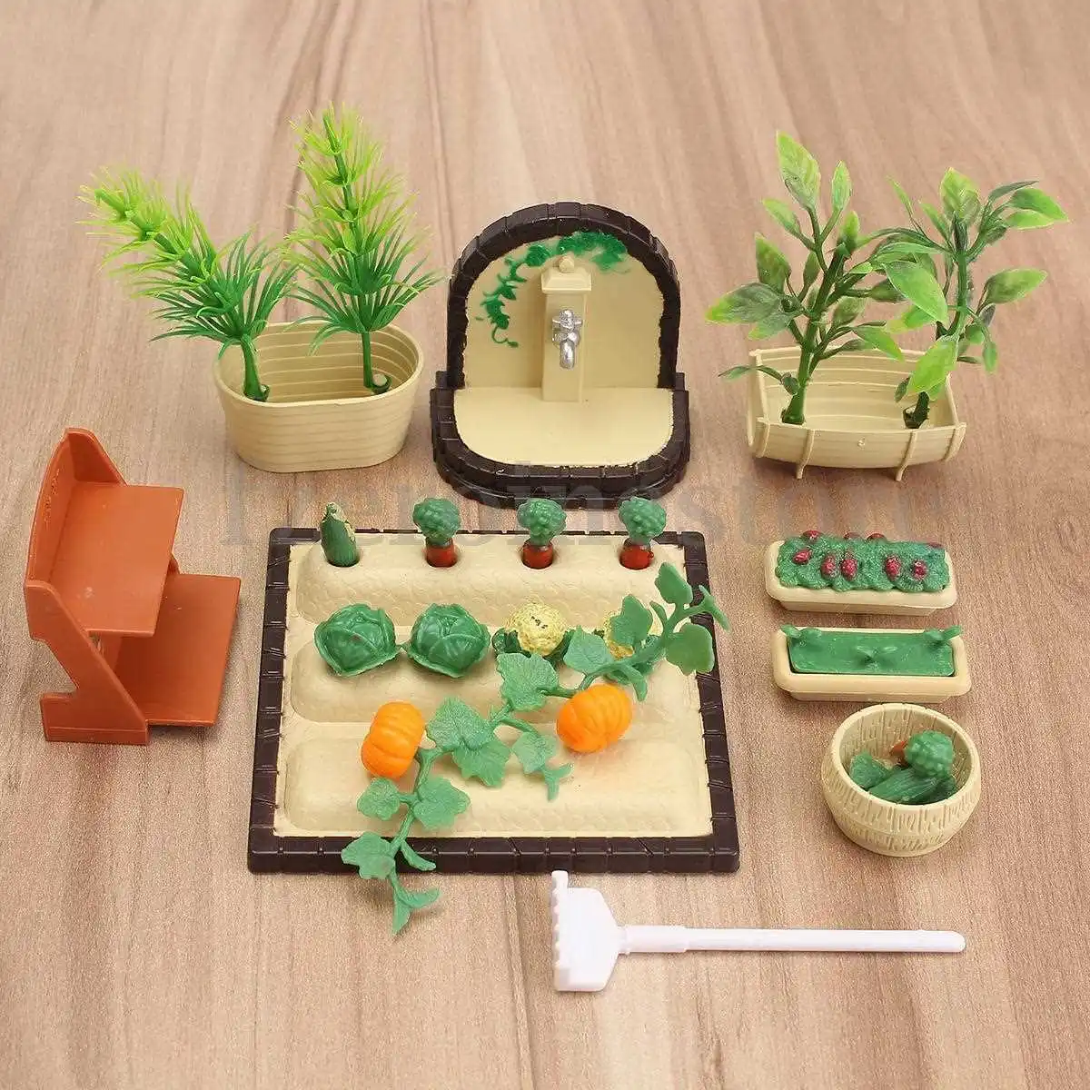 Миниатюрные садовые наборы овощей ручной работы для кукольного домика, мебель для улицы, набор игрушек