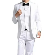 Новые модные белые мужские свадебные костюмы/выпускной/вечерние Смокинги свадебный костюм для мужчин последние конструкции пальто брюки(куртка+ брюки+ жилет+ галстук