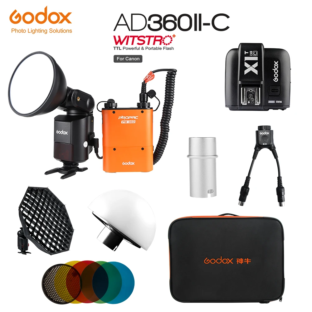Godox Ad360iic Ttl Powerful Speedlite Flash+pb960 Power Pack Orange+x1tc Ttl Transmitter+ Ad