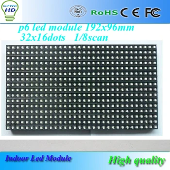 

High quality led display 6mm pixel full color SMD led module indoor 1/8 scan 192x96mm 32X16 pixel dots 1RGB P6 led module