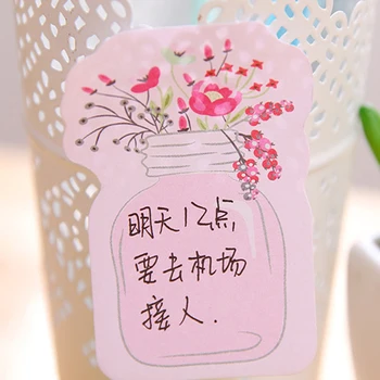 

40pack/lot Lovely Flower Vase DIY Meaasge Memo Standing Sticky Notes 4 colors Girls for School Office Family Students