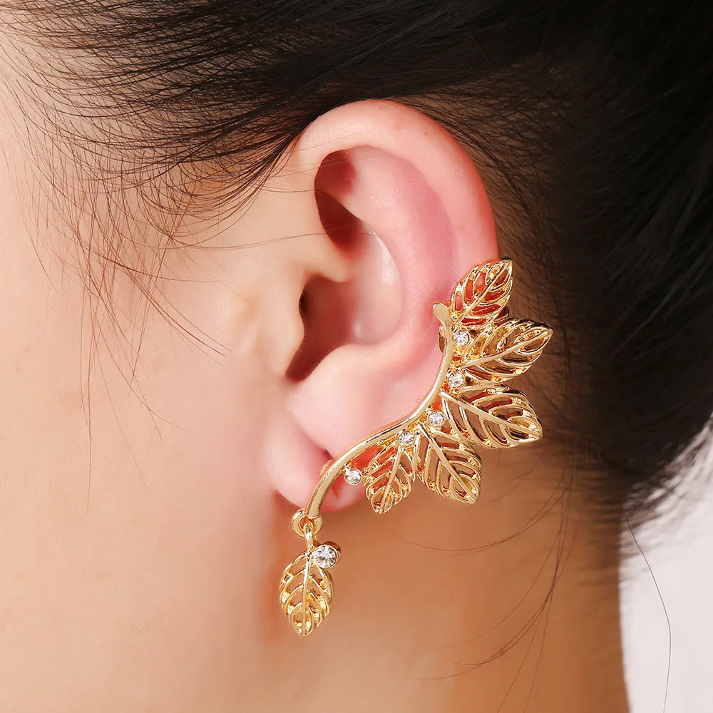 Korean Olive Leaf Ear Cuff Clip On Earrings One Piece Exaggerated Korean Olive Leaf Ear Cuff Clip On Earrings One Piece Exaggerated Earring Cuffs For Women Punk Gothic Jewelry In From Accessories