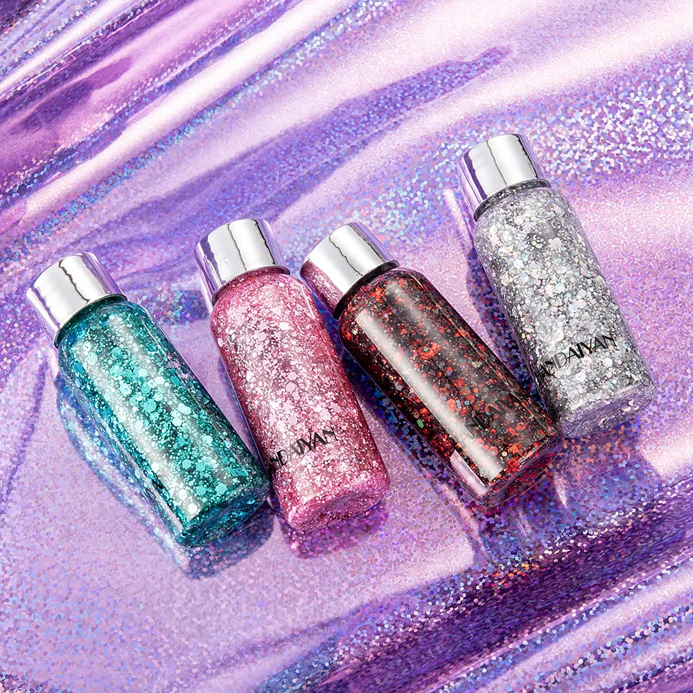 Holographic Body Glitter Festival Makeup Glitter Gel Face Hair Lip Glitter Cream Mermaid Sequin Tattoo Pigment Body Art Cosmetic