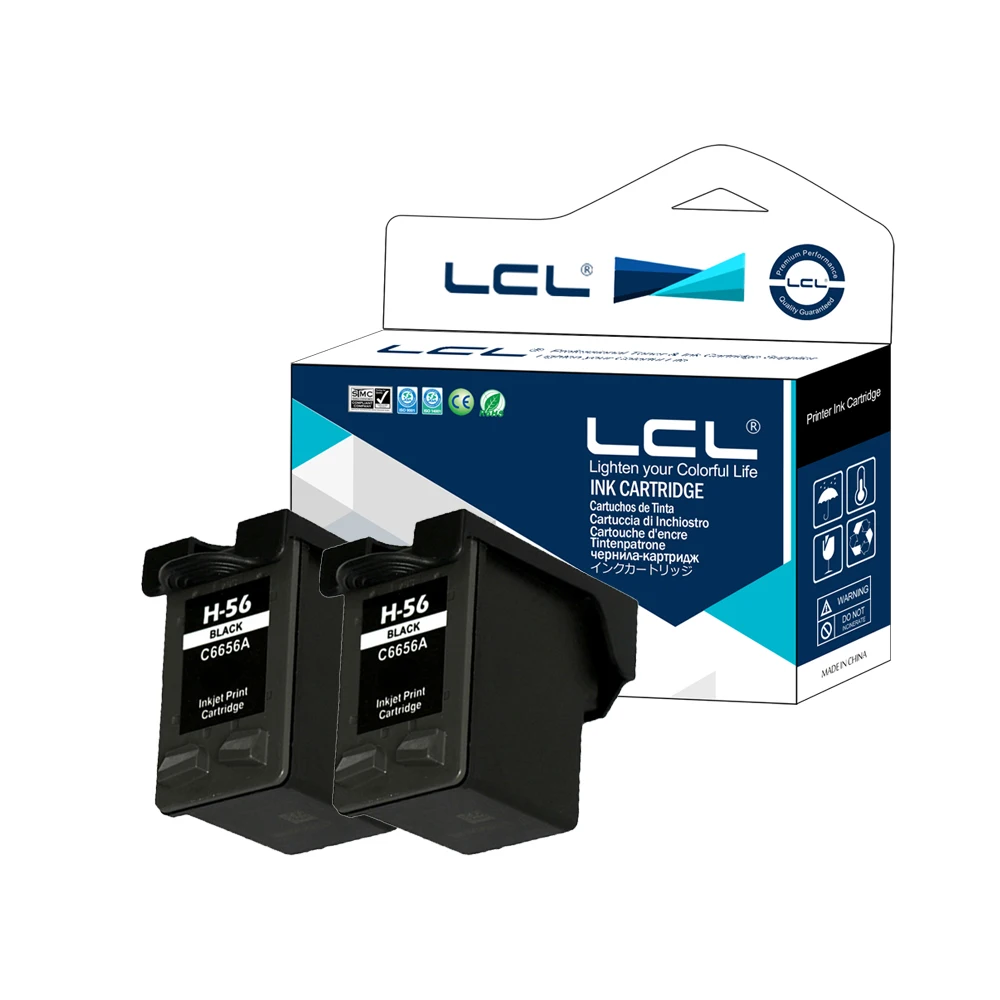 LCL 56 C6656AN 2 Pack Black Ink Cartridge Compatible for HP Deskjet 450ci 450cbi 450Wbt 5150