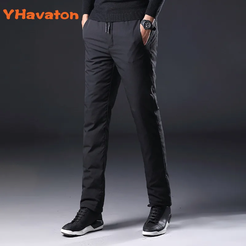 YHavaton мужские 90% белые утиные морозостойкие штаны зимние прямые уличные деловые брюки теплые Пуховые Стеганые Брюки