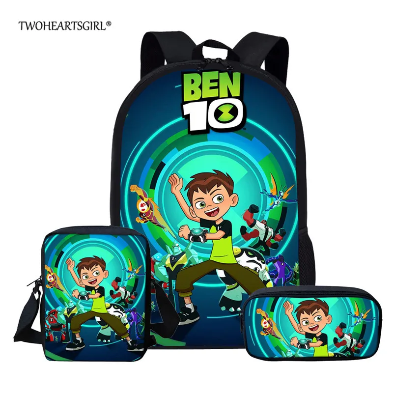 

Twoheartsgirl Ben 10 Game Children School Bag Cartoon Backpack Set for Teenager Boys Girls Kid Book Bag Mochila Infantil