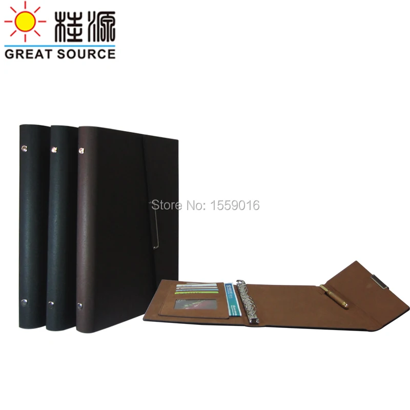 great source leather document folder folding cover ring binder for