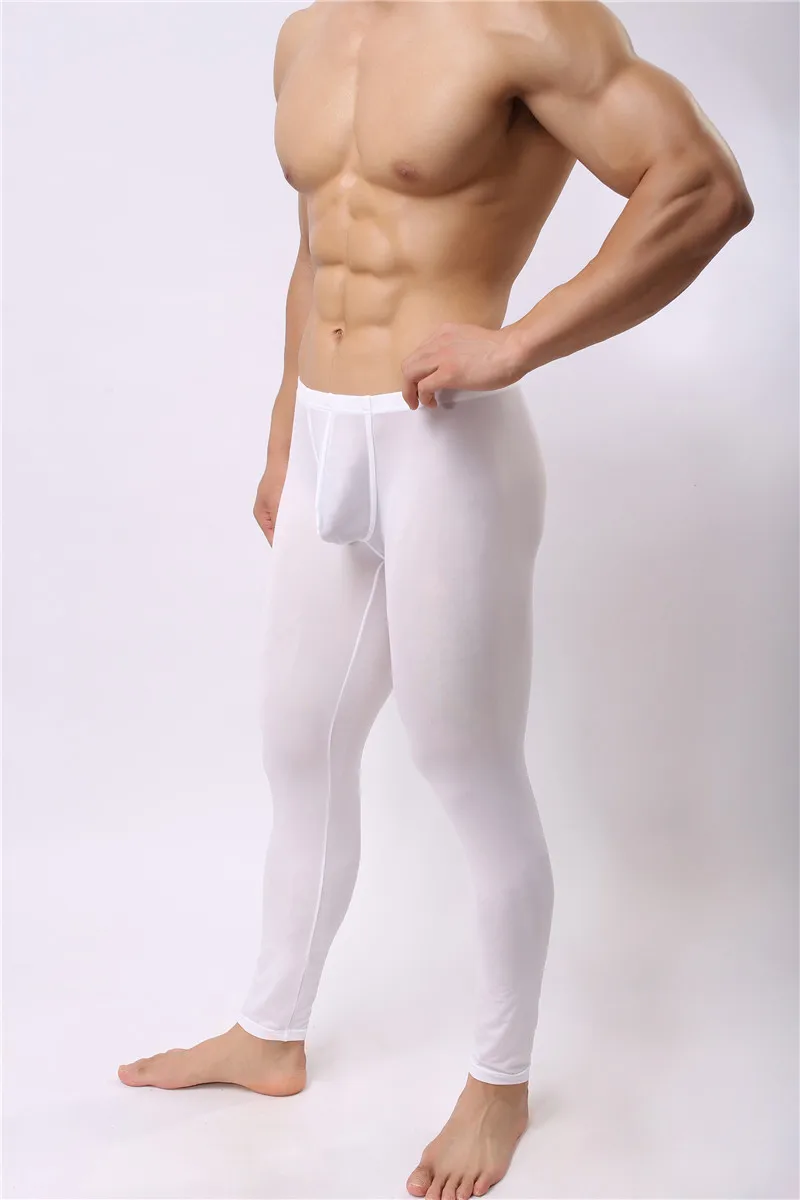 Сексуальное длинное мужское шелковое термобелье, ультра-тонкие теплые длинные эластичные колготки, леггинсы, пижамы