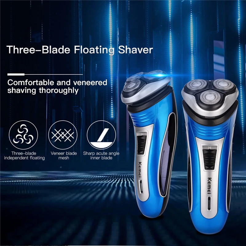 Harga Kemei 3D Floating Blade Isi Ulang Pisau Cukur Alat Cukur Listrik Tiga Kepala Barbeador Pria Jenggot Pemangkas Cukur Mesin 100 240 V p49